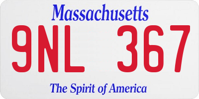MA license plate 9NL367