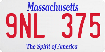 MA license plate 9NL375