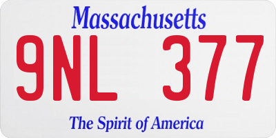 MA license plate 9NL377