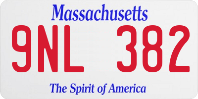 MA license plate 9NL382