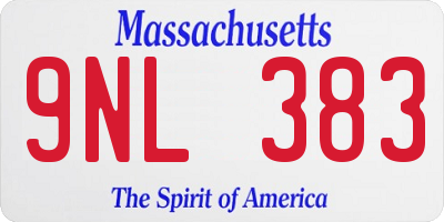 MA license plate 9NL383