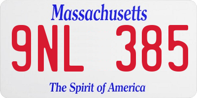 MA license plate 9NL385