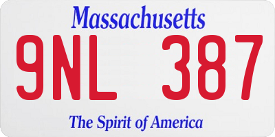 MA license plate 9NL387