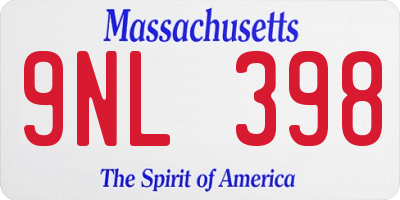 MA license plate 9NL398
