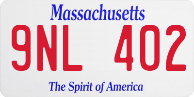 MA license plate 9NL402