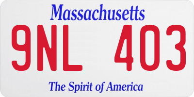 MA license plate 9NL403