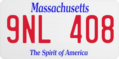 MA license plate 9NL408