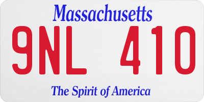 MA license plate 9NL410