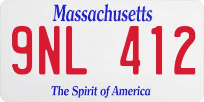 MA license plate 9NL412
