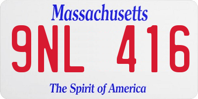 MA license plate 9NL416