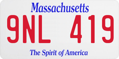 MA license plate 9NL419