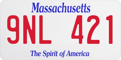 MA license plate 9NL421