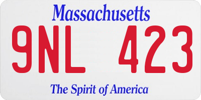 MA license plate 9NL423