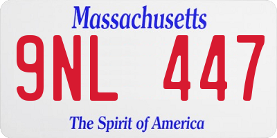 MA license plate 9NL447