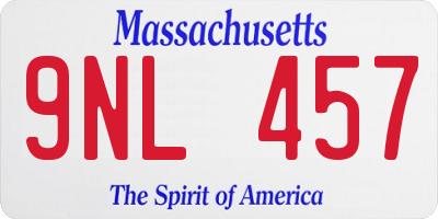 MA license plate 9NL457
