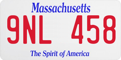 MA license plate 9NL458