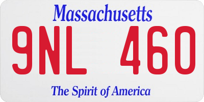 MA license plate 9NL460