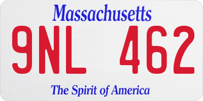 MA license plate 9NL462