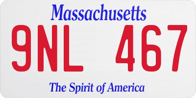 MA license plate 9NL467