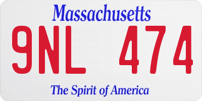 MA license plate 9NL474