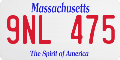 MA license plate 9NL475