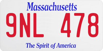 MA license plate 9NL478