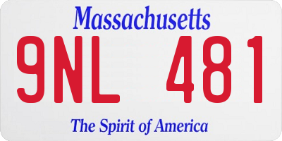MA license plate 9NL481