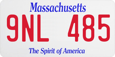 MA license plate 9NL485