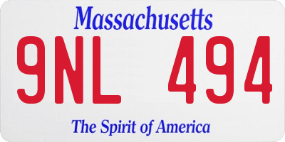 MA license plate 9NL494