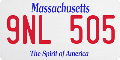 MA license plate 9NL505