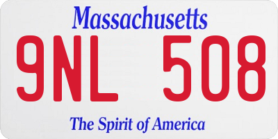 MA license plate 9NL508
