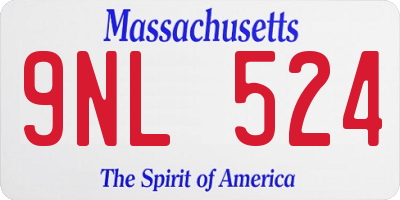 MA license plate 9NL524