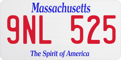 MA license plate 9NL525