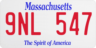 MA license plate 9NL547