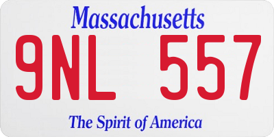 MA license plate 9NL557