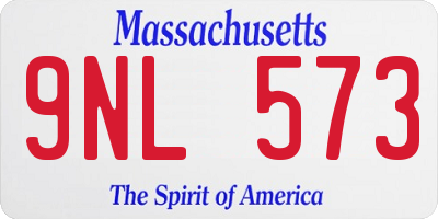 MA license plate 9NL573