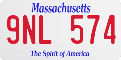 MA license plate 9NL574