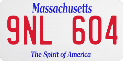 MA license plate 9NL604