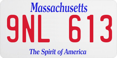 MA license plate 9NL613