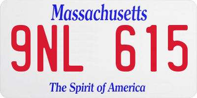 MA license plate 9NL615