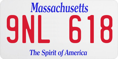 MA license plate 9NL618