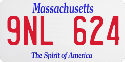 MA license plate 9NL624