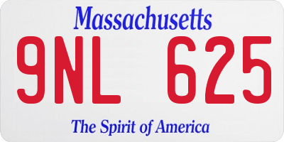 MA license plate 9NL625