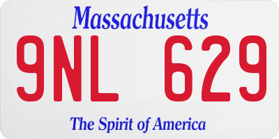 MA license plate 9NL629