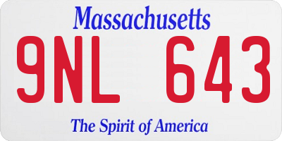 MA license plate 9NL643