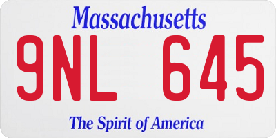 MA license plate 9NL645