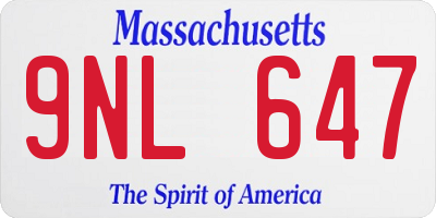 MA license plate 9NL647
