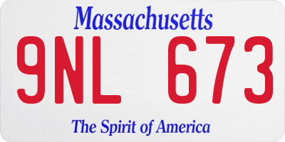 MA license plate 9NL673