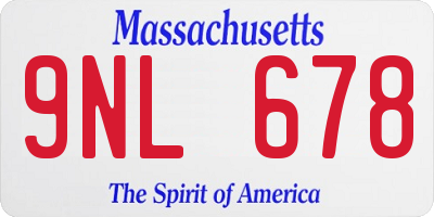 MA license plate 9NL678
