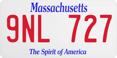 MA license plate 9NL727